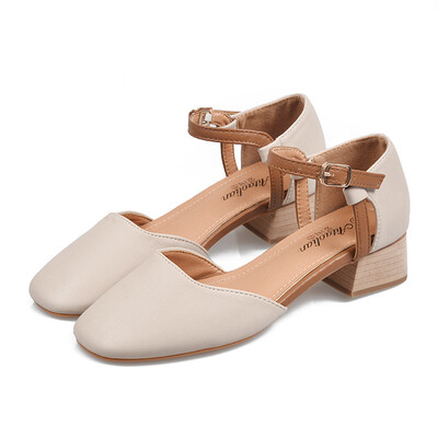 

211-2 Korean fashion sweet banquet slim womens shoes thick with flat shallow mouth Baotou super m