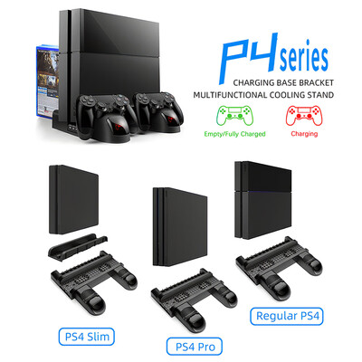 

Multifunction Vertical Cooler Charge Stand LED Indicator Cooling Fans Charging Dock Station with Games Disc Storage for PS4 PS4 Sl