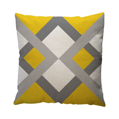 

〖Follure〗Yellow Geometric Pattern Throw Pillow Case Cushion Cover Home Decor Cotton Linen