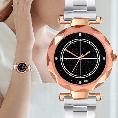 

RM ZOLFAFashion Simple Starry Dial Stainless Steel Strap Edge Female Watch Jew Gift