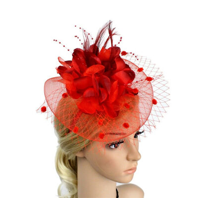 

Lady Flower Mesh Fascinator Feather Headband Party Headwear Cocktail Headpiece