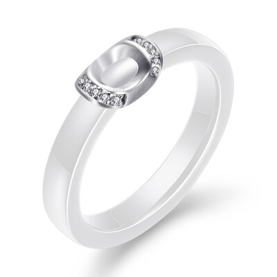 

New Arrival Black White Colorful Ring Ceramic Ring For Women With Big Crystal Wedding Band Ring Size 6-10 Gift For Women