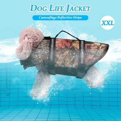 

Dog Life Vest Camouflage Reflective Stripe Life Jacket Floating Coat for Big Size Dogs Swimming Safety