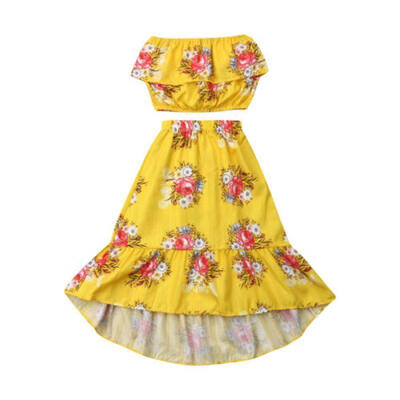 

2Pcs Newborn Kids Baby Girls Floral Off Shoulder Tops Skirt Dress Outfit Clothes