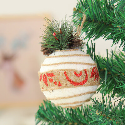 

Toponeto Christmas Linen Balls Hanger Baubles Xmas Tree Hanging Ornament Party Decor