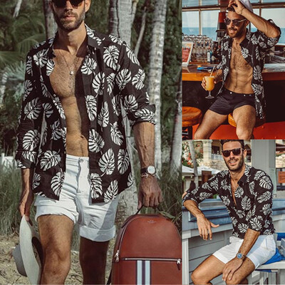 

Tailored Men Summer Fashion Shirts Casual Printing Beach Shirts Longt-Sleeve Top Blouse
