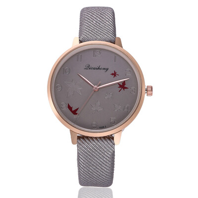 

Korean fashion maple leaf dial ladies watch digital scale quartz watch