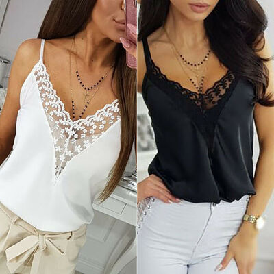 

Women Fashion Sexy Lace Sheer Crop Top Shirt Sleeveless Bandage Short Blouse Top