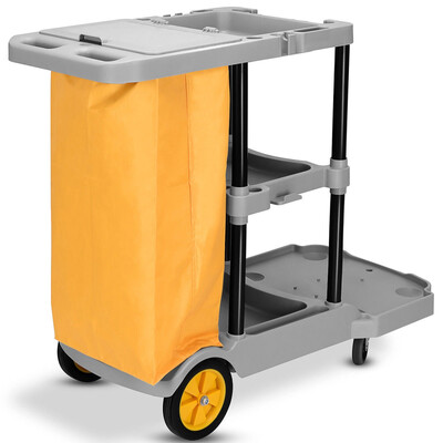 

Commercial Janitorial Cleaning Cart 3 Shelf Housekeeping Ultility Cart
