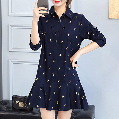 

Women Stand Collar Long Sleeve Printing Shirt
