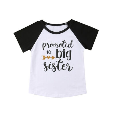 

Kids Girls T-shirt - Promoted to big sister - Summer Cotton Short Sleeve Tops