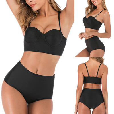 

Roseonmyhand Women Two Pieces Bathing Suits Top Ruffled With High Waisted Bottom Bikini Set
