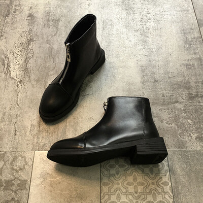 

Autumn English front zipper thick heel boots ins tide locomotive boots Martin boots