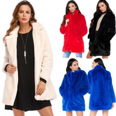 

Women Winter Faux Fur Parka Jacket Long Hooded Outwear Coat Overcoat Cardigan