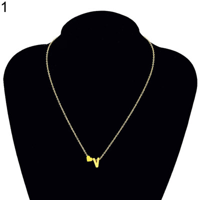 

Women Fashion 26 Letters Initial Heart-shaped Charm Necklace Simple Lovers Gift