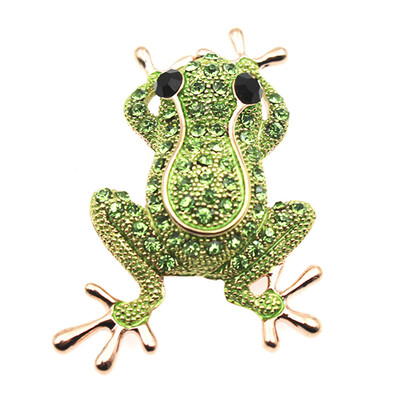 

Rose Gold Color Zinc Alloy Rhinestone Animal Frog Brooch Female Creative Cartoon corsage Wild Frog Brooches Pins For Women Men
