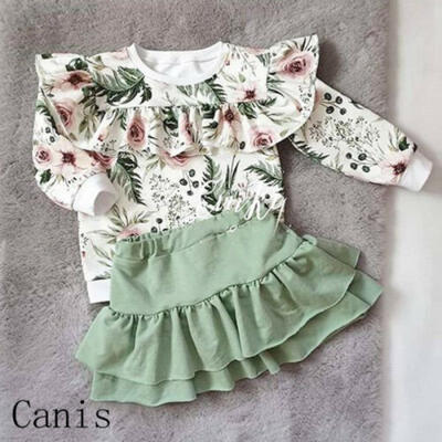 

AU Flower Toddler Kid Baby Girl Outfits Clothes T-shirt Top Tutu Skirt Tracksuit