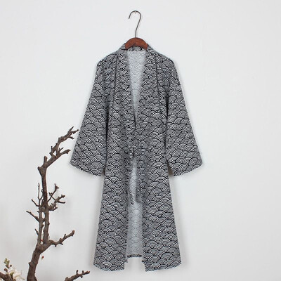 

New Men Kimono Yukata Gauze Cotton Comfy Japanese Bathrobe Robe Gown Nightwear