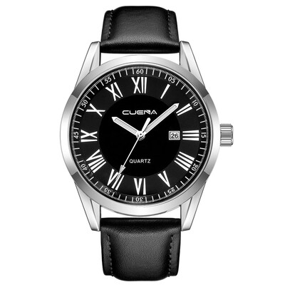 

Gobestart Fashion Mens Leather Military Date Analog Quartz Wrist Watch Business Watches