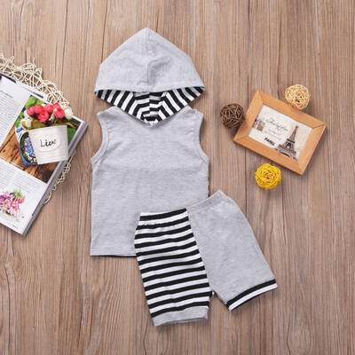 

Newborn Baby Boy Summer Hooded Vest TopsPants Shorts Outfits Clothes Set 0-24M