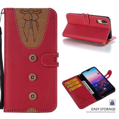 

MOONCASE Huawei P20 stitching embossed womens leather case - red