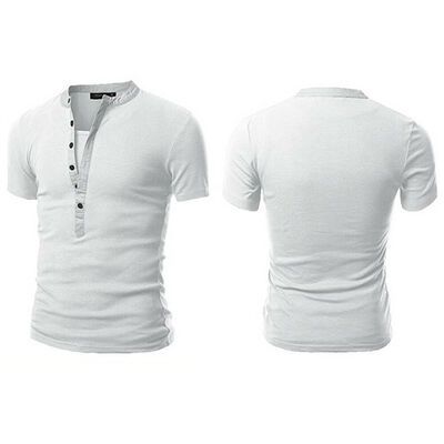 

Mens Slim Fit V Neck Short Sleeve Muscle Tee T-shirt Casual Tops Henley Shirts