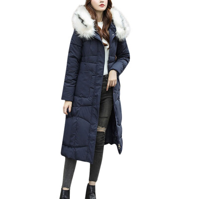 

Toponeto Women Fashion Outerwear Long Cotton-padded Jacket Pocket Hooded Coats