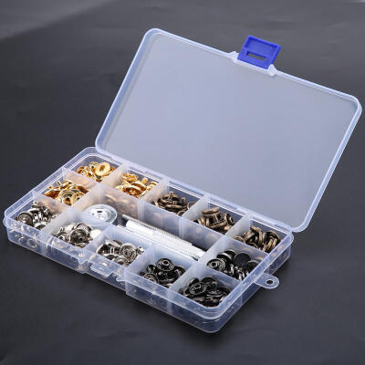 

Greensen 100 Sets Metal Snap Fasteners Kit Snap Buttons Press Studs with Fixing Tools for Leather Coat