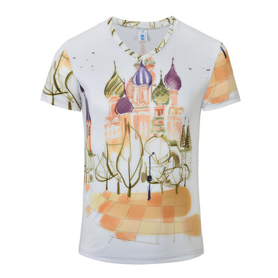 

New Fashion Cartoon 3D Printing Men\s V-Collar T-shirt