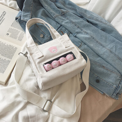 

Summer Japanese canvas ins fashion popular small bag girl new 2019 Korean version 100 lap single shoulder oblique bag tide