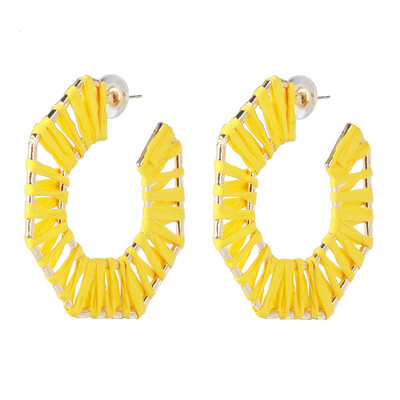 

Korean Summer Geometric Hollow Circle Square Drop Earrings for Women Big Round Handmade Bohemian Party Beach Jewelry