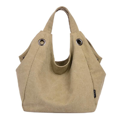

New Fashion Women Canvas Bag Shoulder Bag Zipper Closure Solid Color Handbag