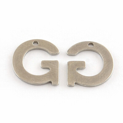 

304 Stainless Steel Letter Charms LetterG 11x9x05mm Hole 1mm