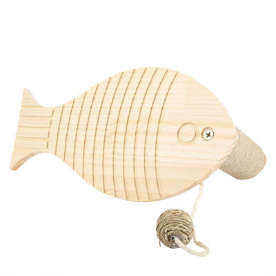 

Greensen Durable Funny Wooden Fish Shape Cat Scratching Board Scratch Pad Pet Playing Toy