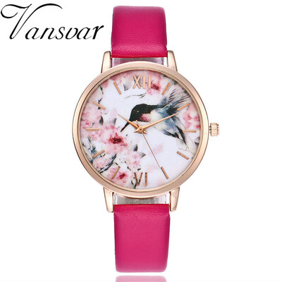 

Beautiful Chinese Style Women Watches Flower Bird Fashion Rose Gold Casual Leather Ladies Wristwatches Female Dress Quartz Clock