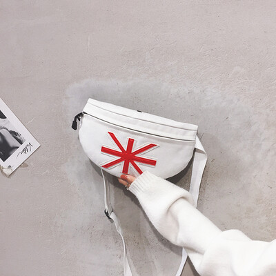 

Canvas small bag handbags new 2019 solid color simple waist bag personality girl chest bag casual shoulder Messenger bag