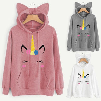 

Womens Fashion Hoodie Unicorn Horse Blouse Ladies Sweatshirt Sweater Hooded Pullover Tops Hot