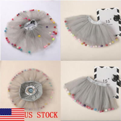 

US Kid Baby Girls Summer Tutu Birthday Lace Tulle Color ball Dress Skirt Costume