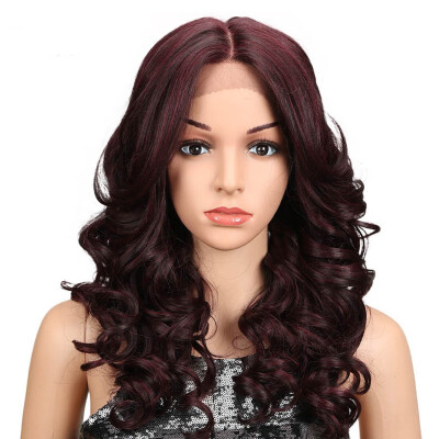 

Noble Hair 20"Inch Ombre Brown Hair Synthetic Lace Front Wigs Loose Wavy Hair Heat Hesistant Long Wavy Lace Wigs