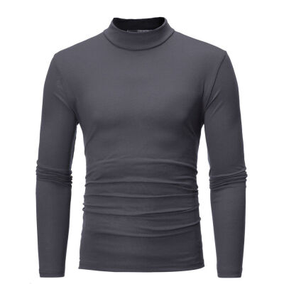 

CASUAL MEN ROLL NECK LONG SLEEVE COTTON TOP NECK TURTLE NECK SHIRT