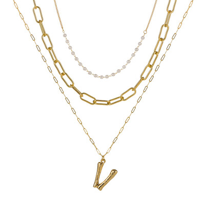 

Tiny Pearl A-Z Fashion Personalized Letter Alphabet Pendant Necklace Gold Color Chain Initial Bib Charms For Women Jewelry