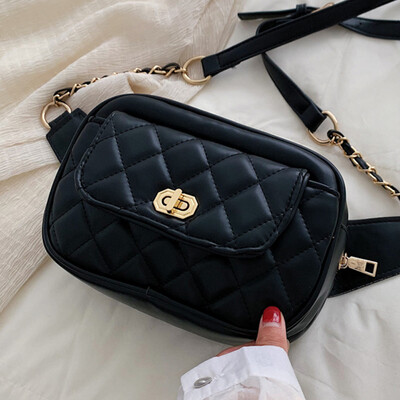 

North bag summer bag 2019 new Korean embroidery line small square bag Lingge chain Joker slung chest bag pockets