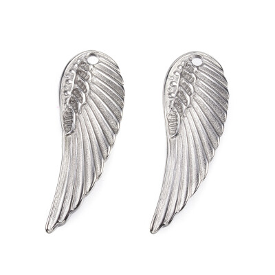

304 Stainless Steel Pendants Wing Stainless Steel Color 315x11x2mm Hole 12mm