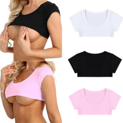 

Womens Tank Tops Short Sleeve Crop Cami Clubwear Sexy Undershirt T-Shirt Blouse