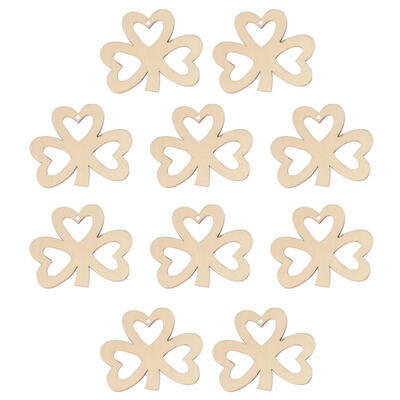 

10pcs Hollow 3 Leaves Shamrock Wood Pendant DIY Ireland StPatrick Decor