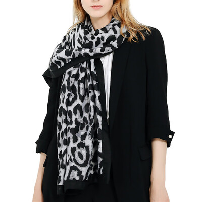 

Gobestart Women Winter Warm Leopard Printed Long Shawl Linen Soft Long Neck Scarf
