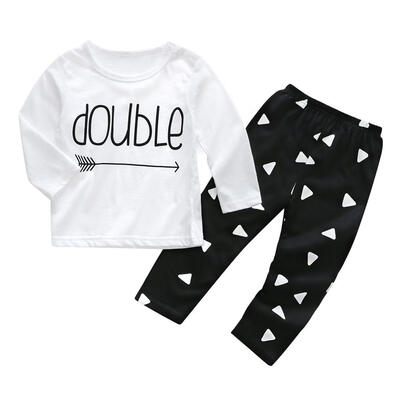 

2pcs Kids Boys Letter Printed Long Sleeve T Shirt Cotton Tops Pants Set