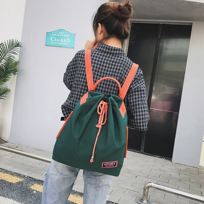 

Schoolbag middle school girl heart backpack female Korean version of Mori rope casual fashion student tie-wrap mouth bag
