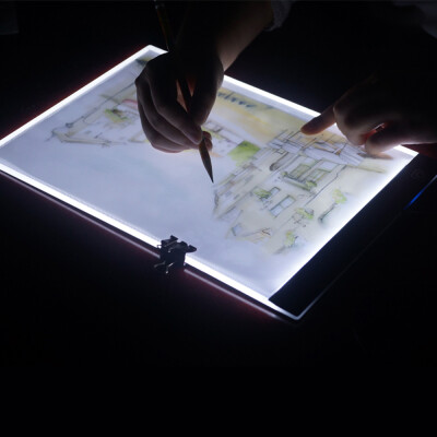 

LED Light Drawing Digital Graphic Tablet USB Pad A4 Copy Board Adjustable Brightness Copying Sketch Tracing Display White