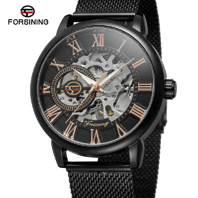 

Forsining Fashion Mens Watches Skeleton Noctilucent Mechanical Movement Roman Numerals Waterproof Business Analog Dial Stainless